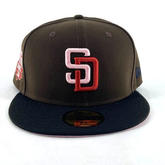 New Era San Diego Padress Stadium Peach Brim Fitted Hat Size 7 5/8 - Picture 1 of 8